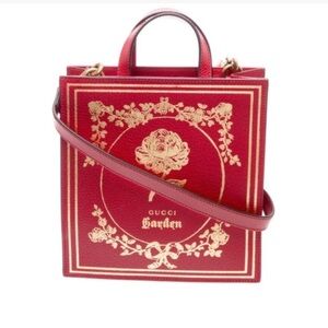 Gucci Red Crossbody Bag with Gold Floral Design